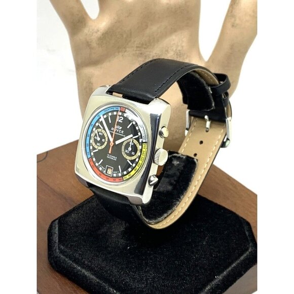 Royce Men's Watch Vintage 1970s Swiss Manual Wind Chronograph Rainbow Bl… - Picture 15 of 15